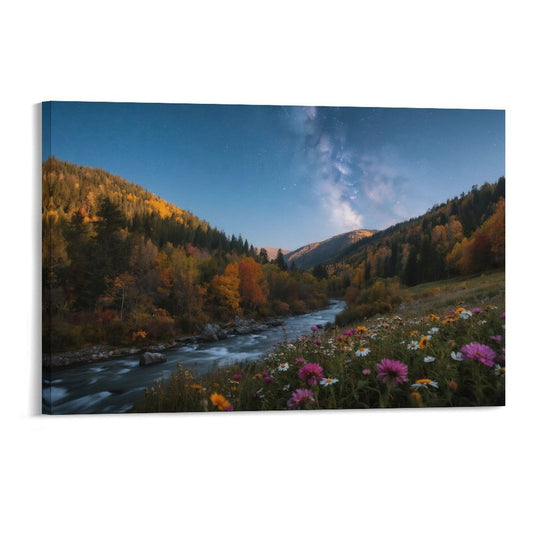 Decorative Interior Frame Painting Mountain-river-starry-autumn-5