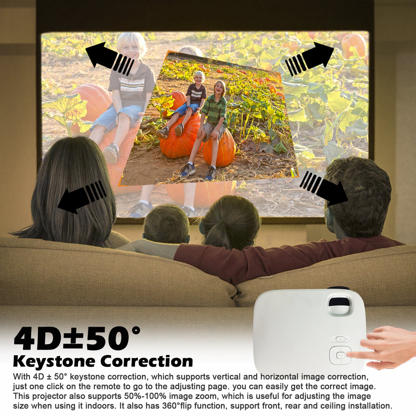 US Local 4K True 1080P High-definition Projector C55 White US