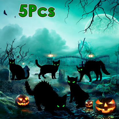 US Local 6Pcs Skull Or 6Pcs Tomb Or 5Pcs Black Cat Halloween Yard Sign Decorations  Glow In The Dark For Haunted House Garden Yard And Scary Theme Party