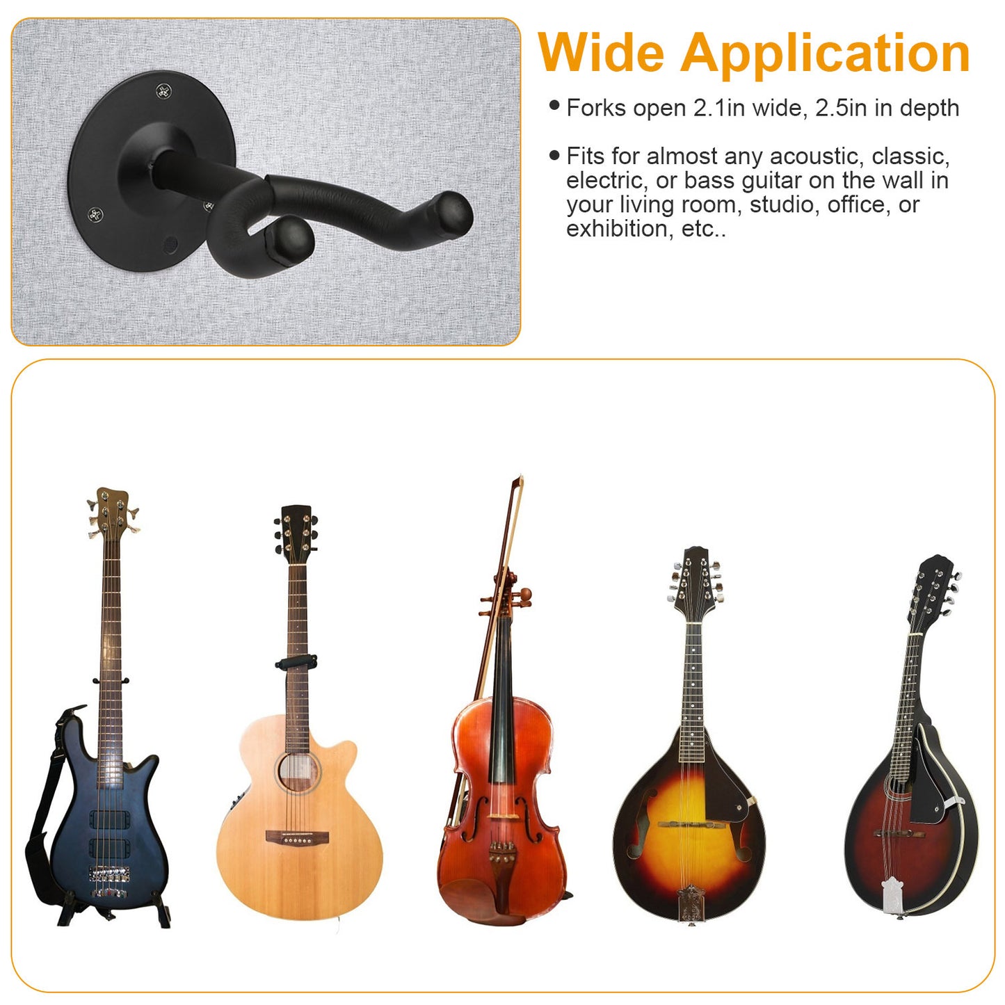 US Local Wall Mount Guitar Hanger Padded Steel Guitar Bracket Holder Hook Rack For Electric Acoustic Bass Guitars