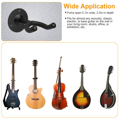 US Local Wall Mount Guitar Hanger Padded Steel Guitar Bracket Holder Hook Rack For Electric Acoustic Bass Guitars