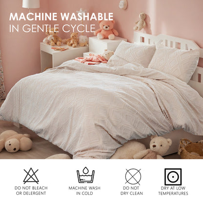 US Local Bohemian Style Quilt Cover Set, Cut Flower Quilt Cover, Tufted Quilt Cover Three-piece Set, One Quilt Cover And Two Pillowcases, Washable And Machine Washable Without Shrinkage, Suitable For Hotels