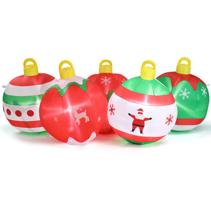 US Local 6.9ft Five Christmas Balls, Five LED Lights, Bundle Pocket, Christmas Inflatable Decoration