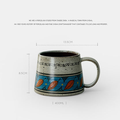 价格高 Coffee Cup Personalized Plant Hand-painted Mug American Ceramic