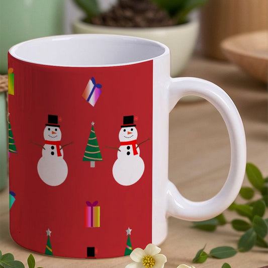 POD US Local White mug with full print, Christmas Red 0042