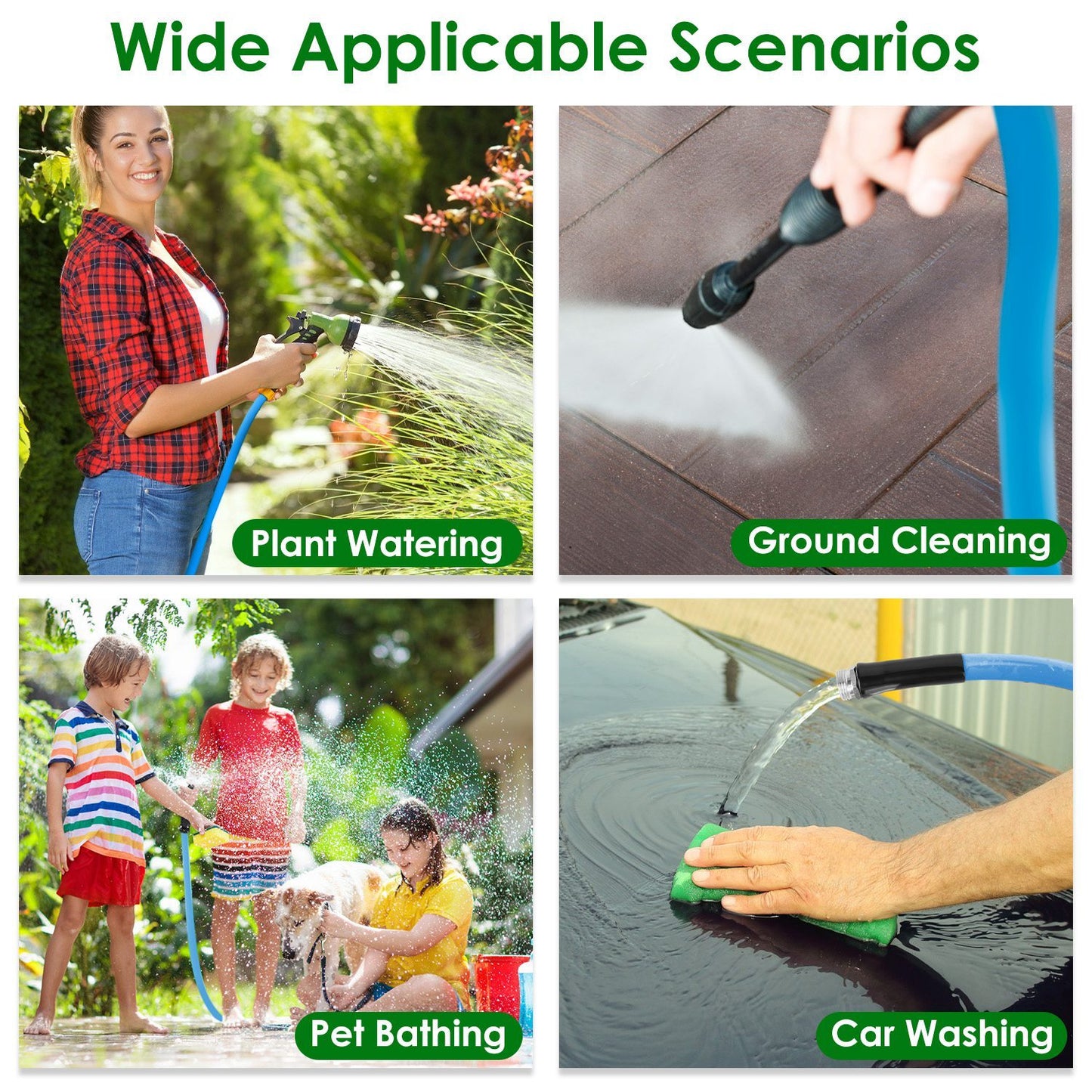 US Local 25FT-50FT Options -- 1Pc Non-Expanding Flexible Garden Hose Heavy Duty PVC Water Hose Leak-Resistant Kink-Free All-weather Burst 500PSI