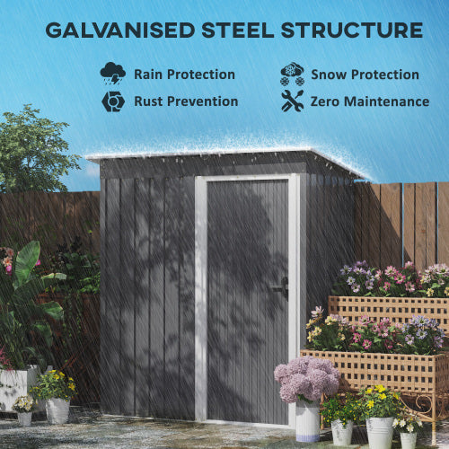 UK Local Outsunny 5 X 3ft Garden Storage Shed With Sliding Door And Sloped Roof Outdoor Equipment Tool, Light Grey