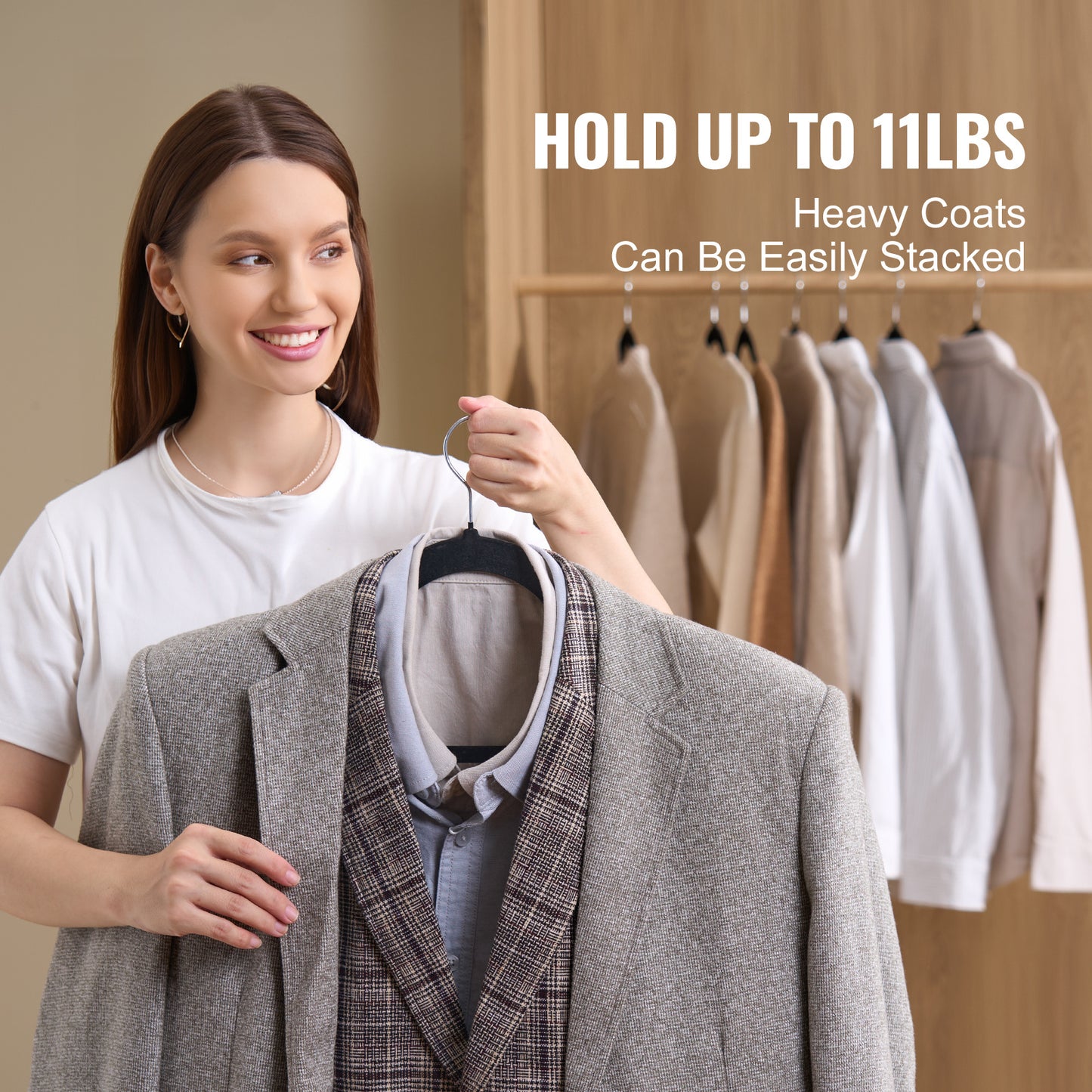 US Local VEVOR Velvet Hangers 50 Pack Black Non-Slip Hangers With 360 Degree Swivel Hook