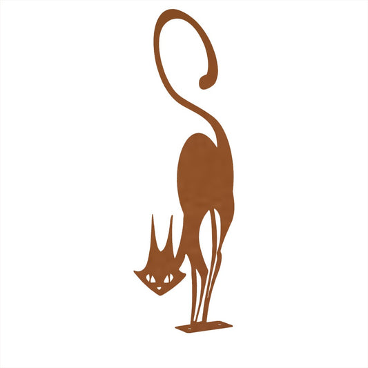 US Local 1pc Charming Rusty Series of Wrought Iron Crafts - Cat Halloween Fence Ornaments. Outdoor Garden Statue Ornaments for Garden Party Decor.