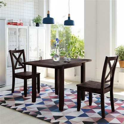 US Loccal 3-piece Wooden Folding Breakfast Corner Dining Table Set