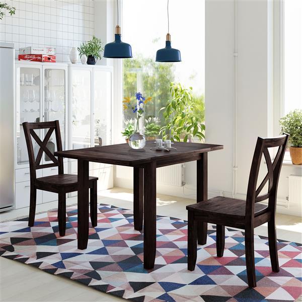 US Local 3-piece Wooden Folding Breakfast Corner Dining Table Set