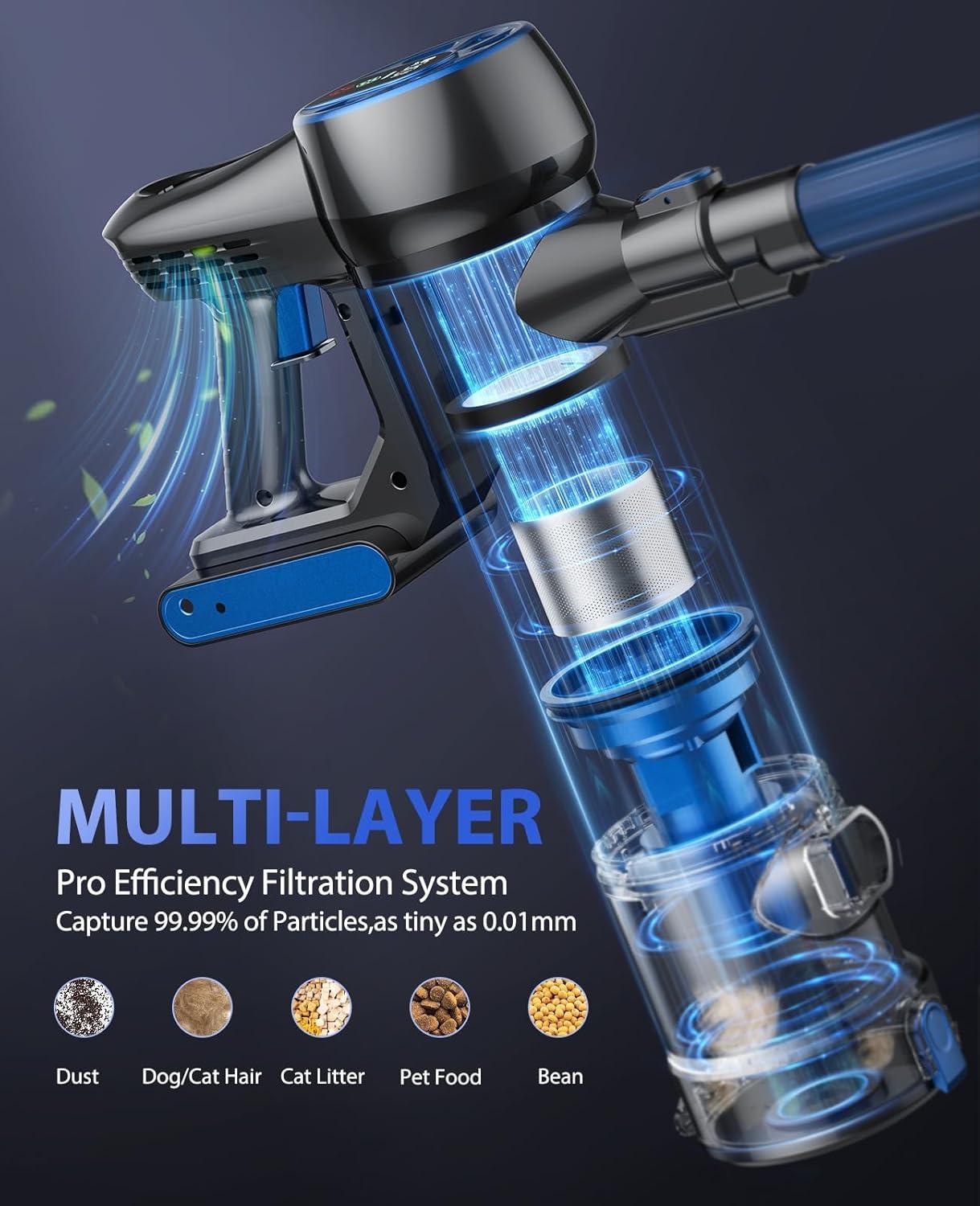 US Local 450W 36kPa Powerful Cordless Handheld Vacuum With LED Display, 40-Minute Battery Life, Rechargeable, Suitable For Home Use And Cleaning Pet Hair, Suitable For Hardwood Floors And Carpets