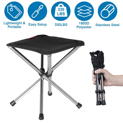 US Local 1 Pc Foldable Camping Stool Retractable Portable Folding Chair Easy Setup Lightweight Backpacking Stool Carry Bag Fishing Camping Hiking BBQ