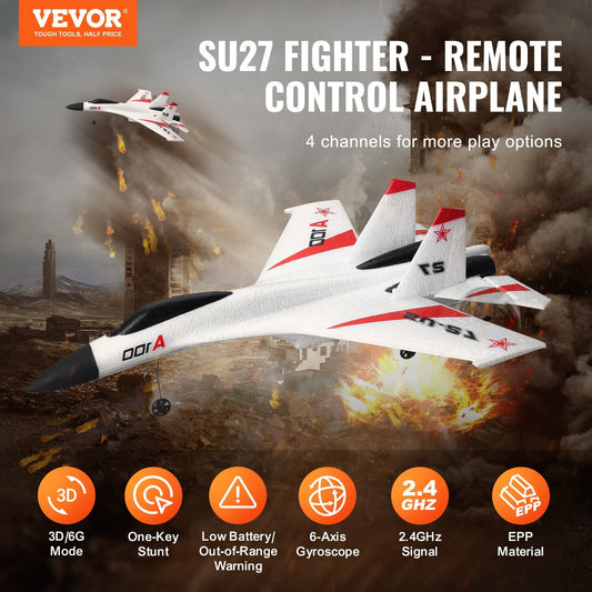 US Local VEVOR RC Airplane Fighter EPP Foam RC Plane Toy 2.4GHz Remote Control 3D 6G Mode