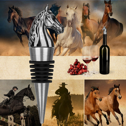 US Local Luxury Horse Head Wine Bottle Stopper Animal-shaped Wine Stopper For Preserving Red Wine, A Kitchen Storage Gift, A Birthday Gift For Universal Wine Preservation Supplies.