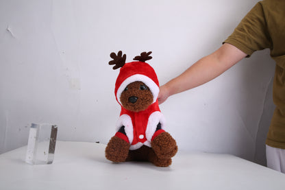 US Local 1Pc Pet Christmas Clothes Santa Claus Reindeer Antlers Costume Winter Outfit New Year Coat For Small Medium Dogs Cats