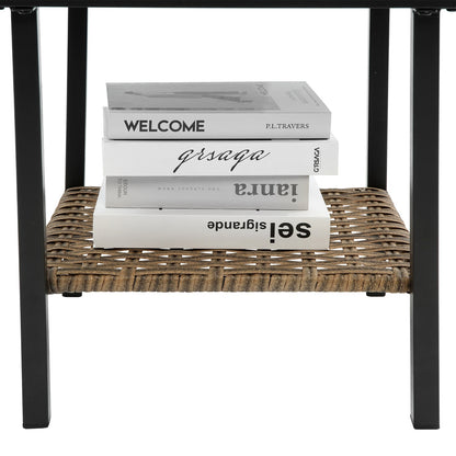 US Local 3pcs Rattan Rocking Chair Set Outdoor Leisure Grey