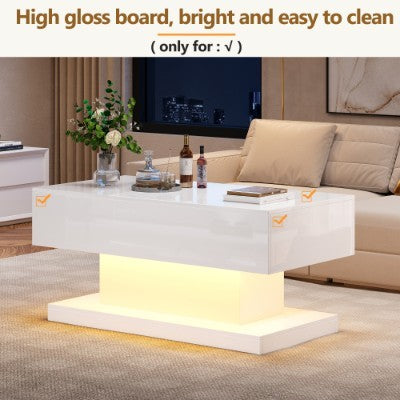UK Local High Gloss Lift Up Top Coffee Table With Storage, Extendable Desktop Dinning Table 100 X 50 X 45 Cm, Height Adjustable Tabletop, Retractable Desk