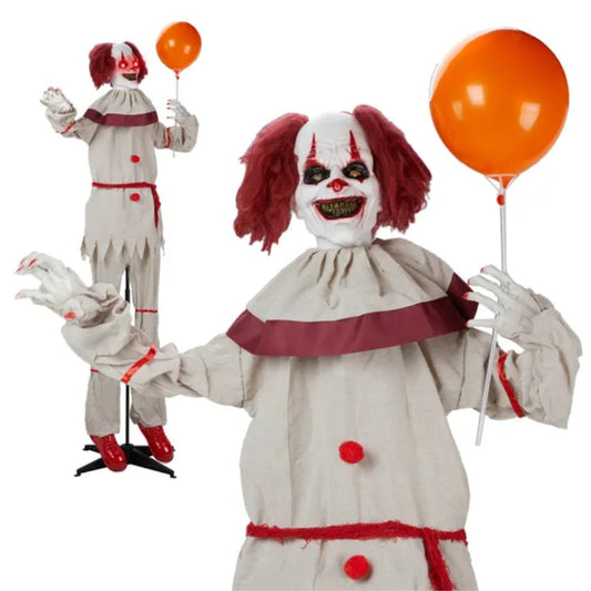 5.7ft Red Eyes, Voice Control, Joker And Balloon, Halloween Standing Decoration Outdoor