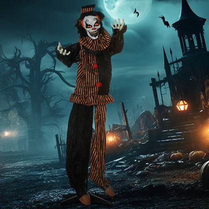 US Local 67inch Life Size Outdoor Halloween Decorations Talking Circus Clown, Animatronic Animated Prop, Decor With Sound And Motion Activated Light Up Eyes, Laughter
