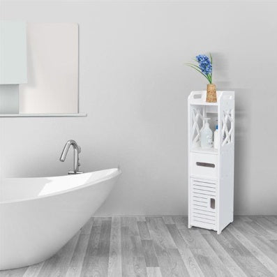 US Local Wood Plastic Panel Bathroom Shelf - White