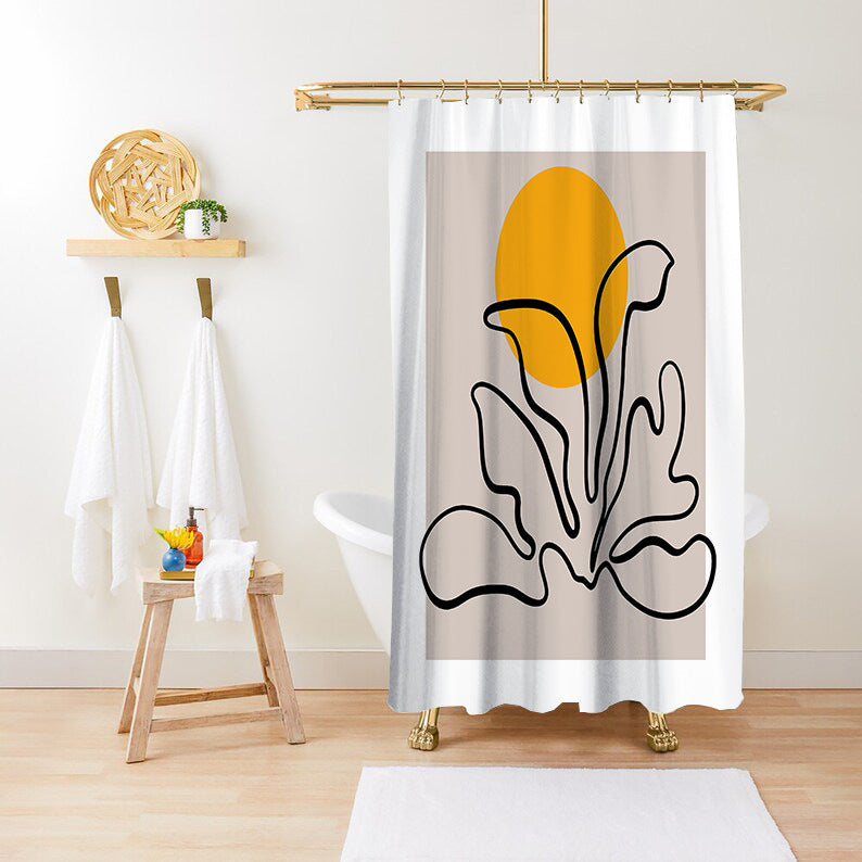 Bathroom Fashion Green Plant Print Waterproof Anti-mildew Shower Curtain