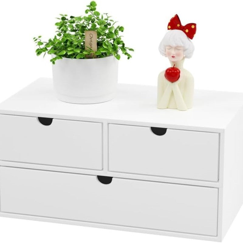 US Local White Bamboo Desk Drawer Organizer For Home Office And Kitchen Supplies No Assembly Desktop Storage Box