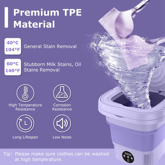 US Local 1Pc Portable Washing Machine Foldable Laundry Machine With Detachable Drain Basket 3 Modes Electric Clothes Washer For Underwear Socks Towels Baby Clothes