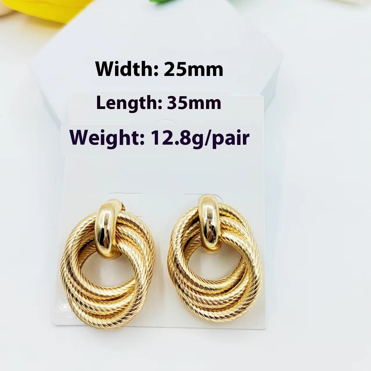 Geometric Ring Embossed Twisted Stud Earrings Exaggerated Creative
