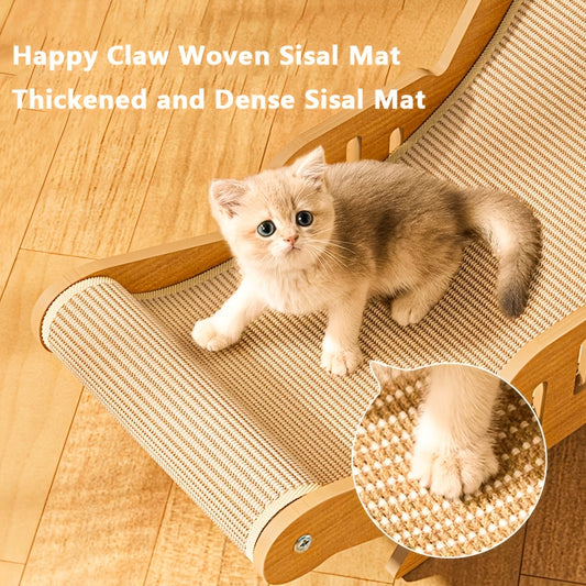 US Local Natural Wood Durable Sisal Cat Hammock With Scratching Board - Multifunctional Indoor Cat Furniture, Ergonomic Lounger For Rest And Play, Scratch-Resistant And Wear-Resistant