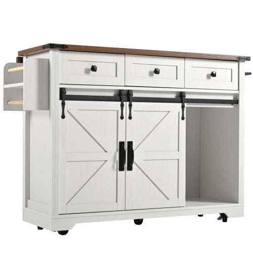 UK Local Kitchen Island, Serving Cart With Extendable Worktop, Kitchen Cart On Wheels, Kitchen Cabinet With 2 Sliding Doors And 3 Drawers, Dining Cart With Wood Grain, Kitchen Cabinet