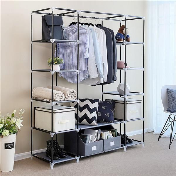 US Local Non Woven Wardrobe With 5 Layers And 12 Compartments