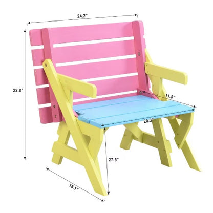 US Local KID'S MULTI-FUNCTIONAL ARM CHAIR,TABLE 2 BENCHES