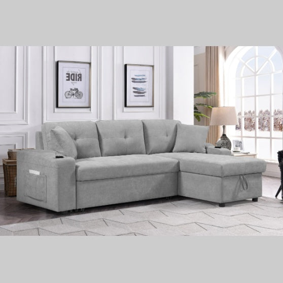 US Local Convertible Sectional Sofa With Armrest Storage
