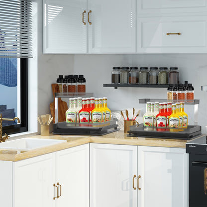 US Local 1Pc 2Tier Pull Out Under Sink Organizer Cabinet Organizer With Sliding Drawer Tray L Shaped Slide Out Storage Shelves For Bathroom Kitchen Cabinet