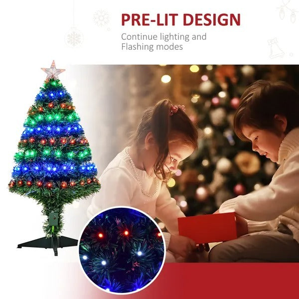 CA Local 3FT Pre-lit LED Optical Fiber Christmas Tree Artificial Holiday Decor With Stand