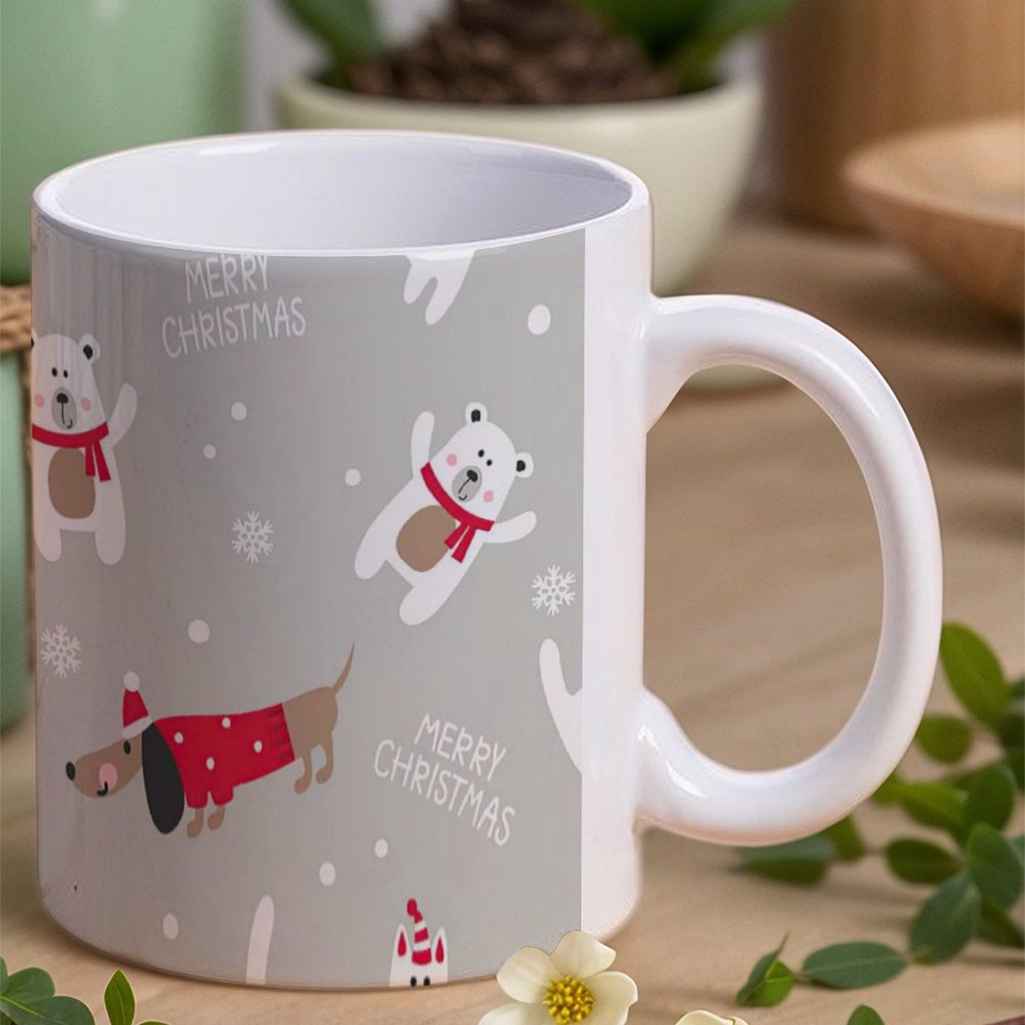 POD US Local White mug with full print, Christmas Pets 0103