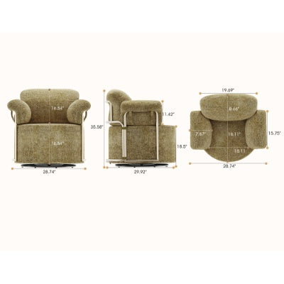 US Local 360 Degree Barrel Swivel Accent Sofa Chair,Fluffy Fabric Lounge Wide Upholstered Reading Chair With Gold Metal Legs, Comfortable Round Armchair For Living Room,Bedroom,Office