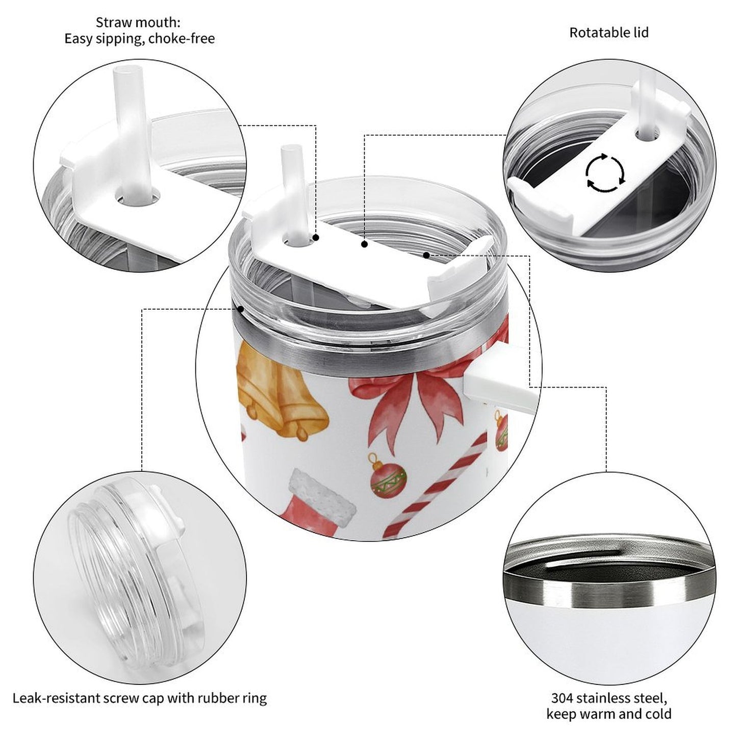 PHDT00165 POD US Local Tumbler 40 oz Large Capacity Car Cup Christmas