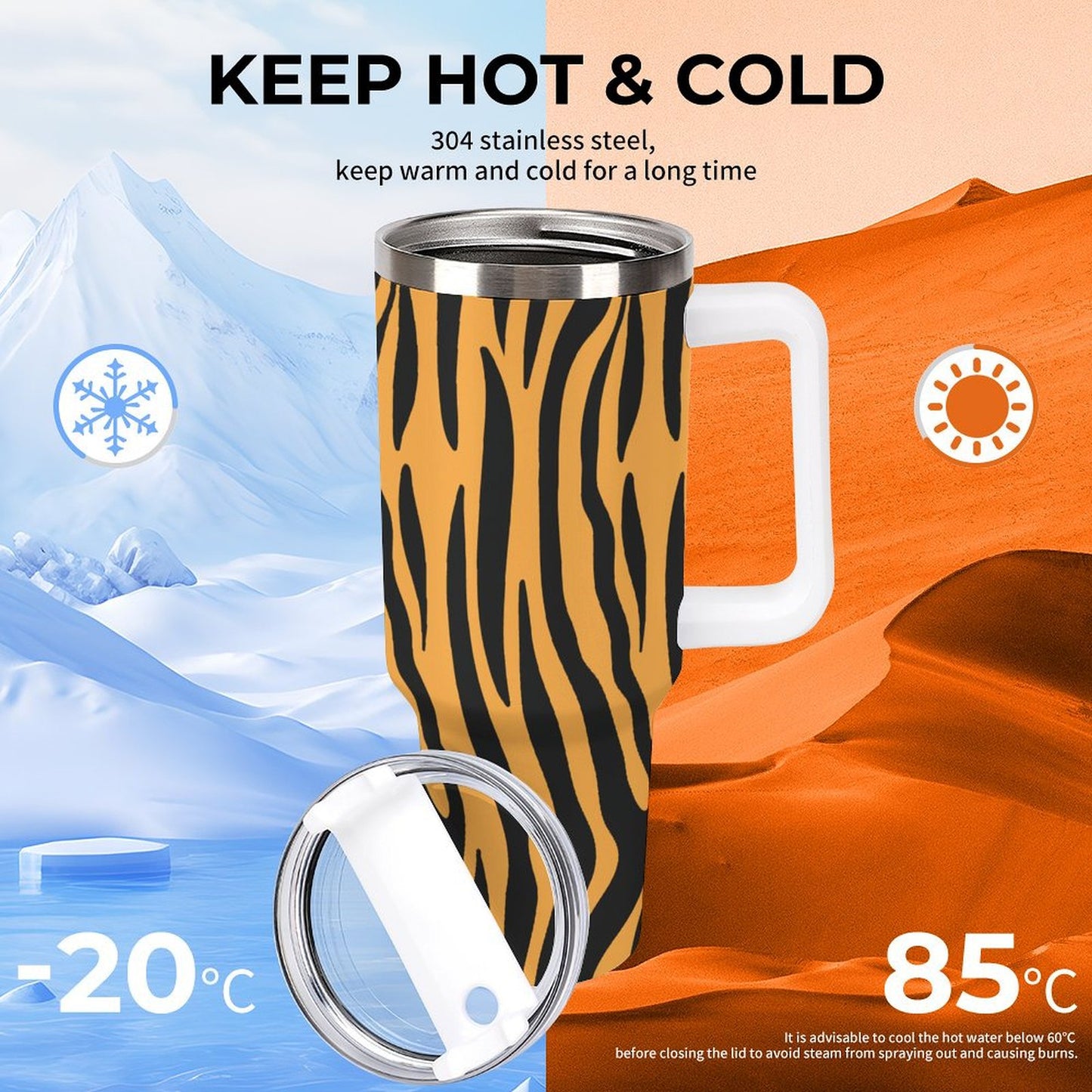 PHDT00481 POD US Local Tumbler 40 oz Large Capacity Car Cup Yellow Tiger