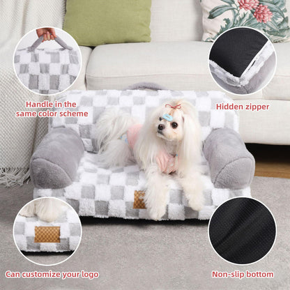 Limited Offer Eco-Friendly Calming Cozy Removable Cover Machine Washable Non-Slip Pet Couch Bed With Orthopedic Support