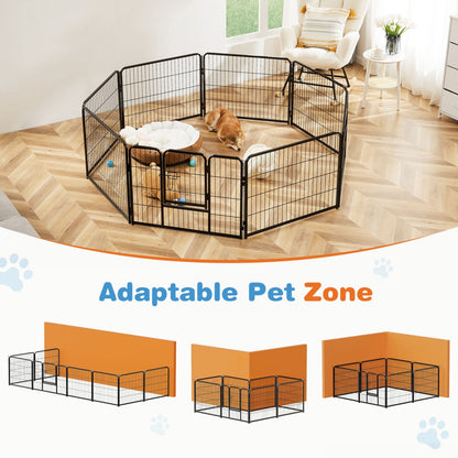US Local Dog Playpen Indoor Fence Height Metal Exercise Pen With Door Small Puppy-Medium-Large Dogs Animal Pet For Outdoor, Garden, Yard