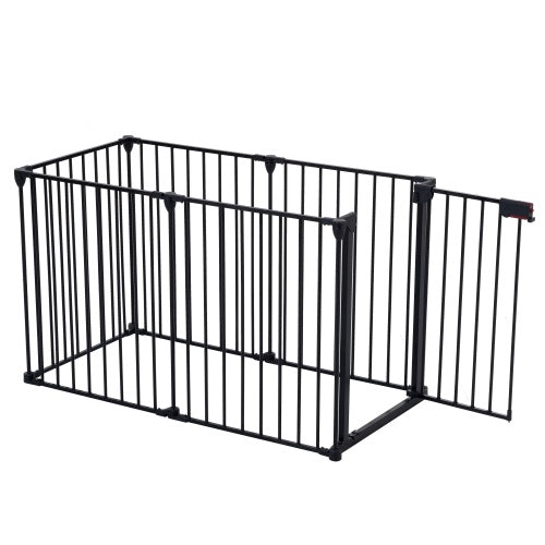 US Local 150 Adjustable Safety Gate 6 Panels Play Yard Metal Doorways Fireplace Fence Christmas Tree Fence Gate For House Stairs Gate Prohibited Area Fence