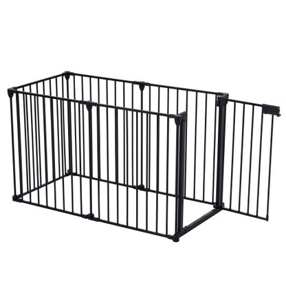 US Local 150 Adjustable Safety Gate 6 Panels Play Yard Metal Doorways Fireplace Fence Christmas Tree Fence Gate For House Stairs Gate Prohibited Area Fence