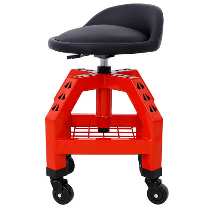 US Local Pneumatic 360 Degree Swivel Stool, Mechanics Rolling Creeper Seat, Heavy Duty Rolling Mechanics Stool, Shop Stool With Casters Red