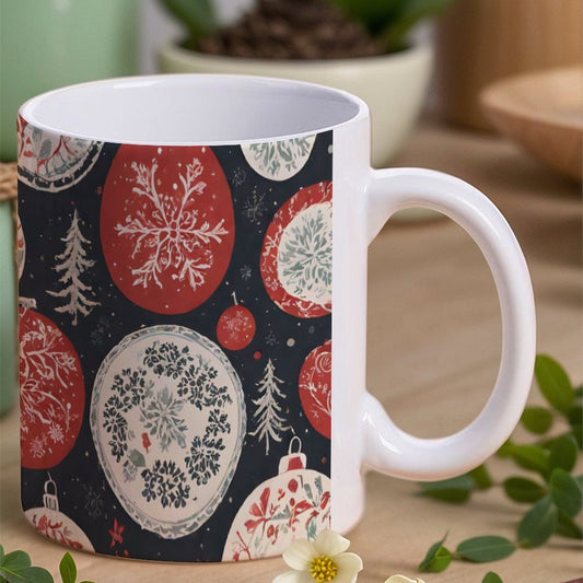 POD US Local White mug with full print, Christmas, Colored Balls 0056