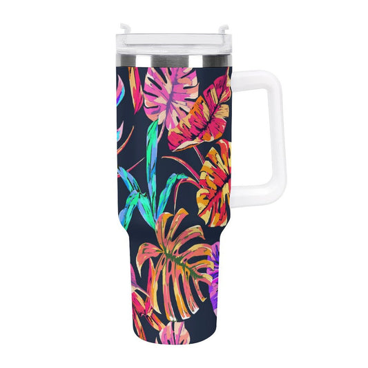 PHDT00413 POD US Local Tumbler 40 oz Large Capacity Car Cup Monstera, Purple, Pink, Tropical