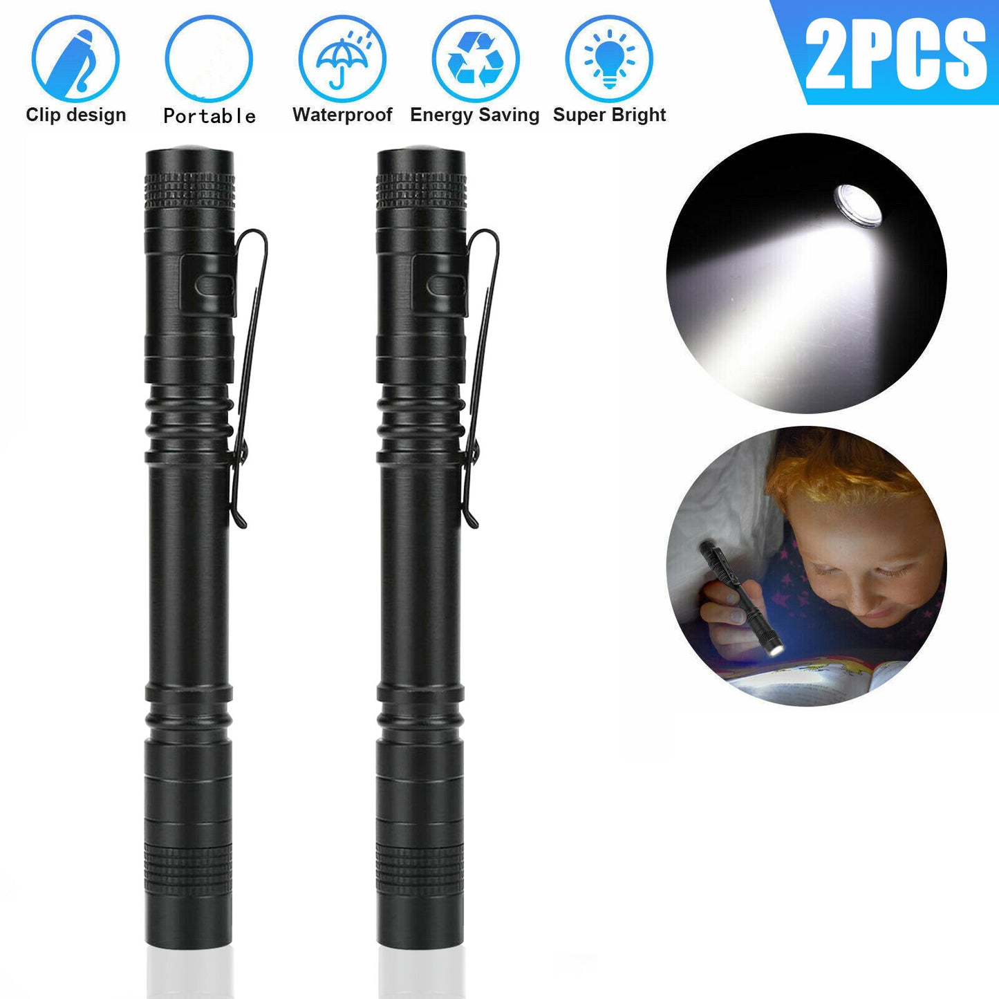 US Local Tactical Flashlight Small LED Torch Light Mini Super Bright Penlight Work Light