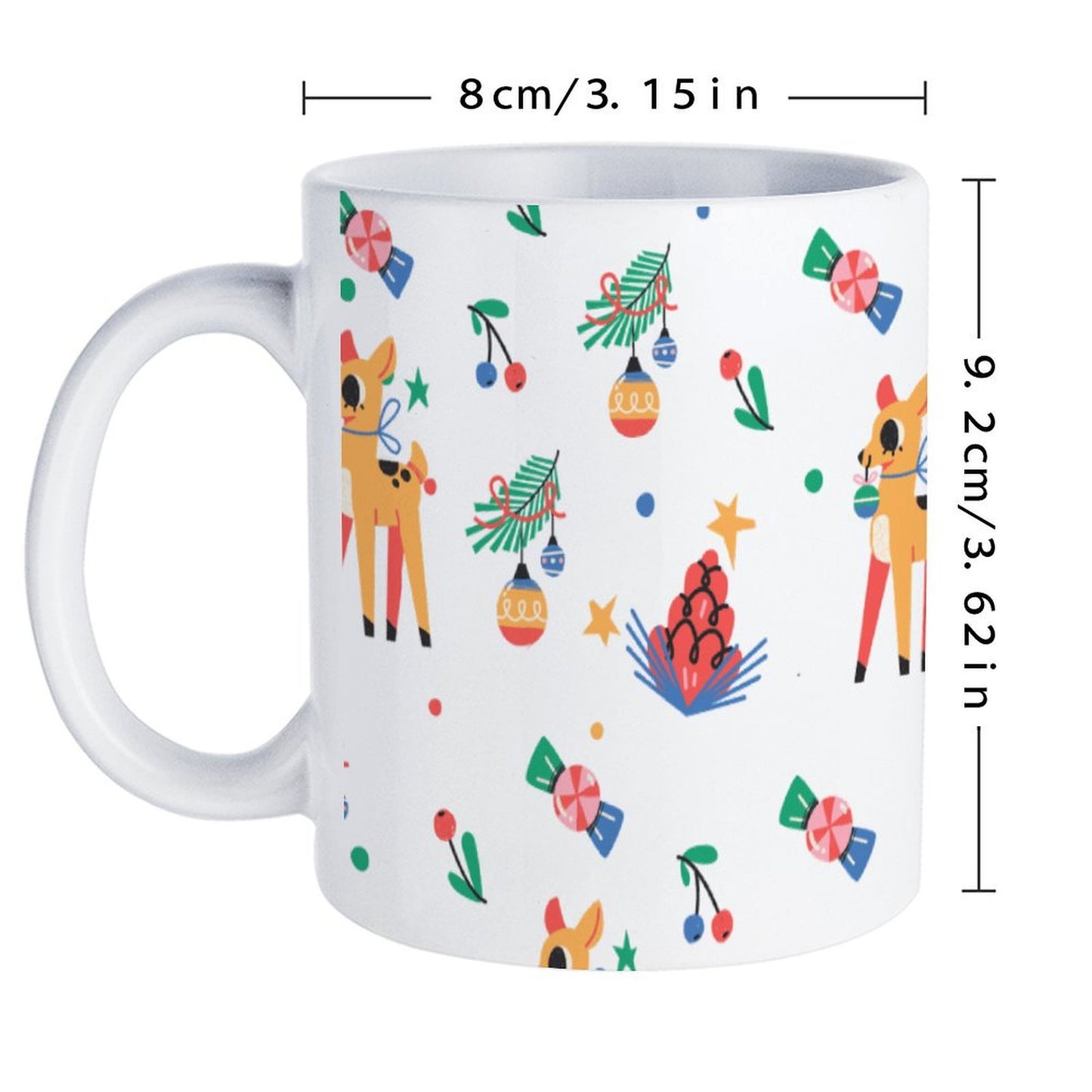 POD US Local White mug with full print, Christmas Deer 0014