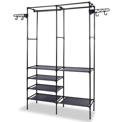 US Local Metal Garment Rack Shoe Clothing Organizer Shelves Freestanding Multifunctional Clothes Wardrobe